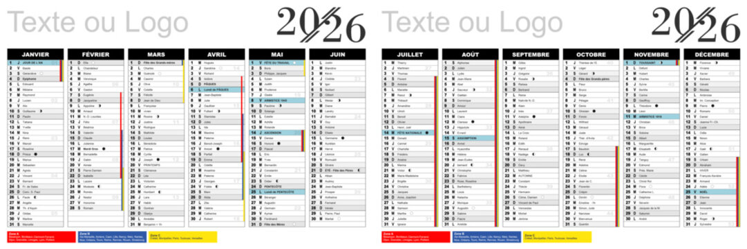 calendrier 2026