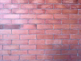 Red Brick Wall, Red color brick wall for brickwork background design . Panorama format .