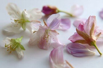 Fototapeta premium Delicate petals in soft pastel colors for artistic photography and design