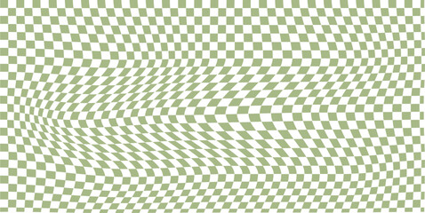 Groovy checker seamless pattern, wavy abstract retro checkerboard background. Trippy wave board geometric. Funky square warp y2k chess psychedelic 90s print