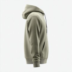 Neutral Toned Hoodie A Side View of a Comfortable, Everyday Apparel Item in Soft Olive Color