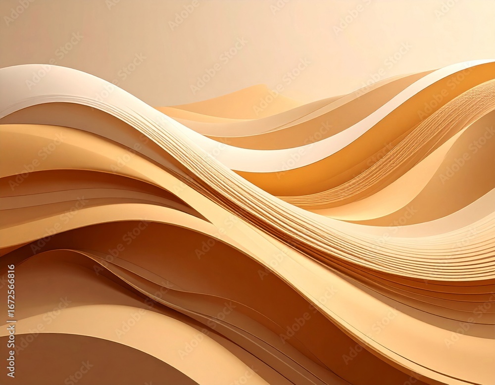 Poster abstract waves in shades of beige and neutral tones creating a textured background