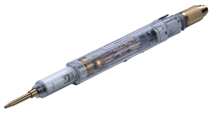 Transparent, elongated device with internal components