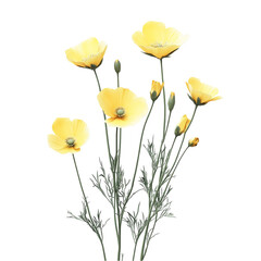 Fototapeta premium Yellow poppies blooming joyfully in a vibrant abstract background