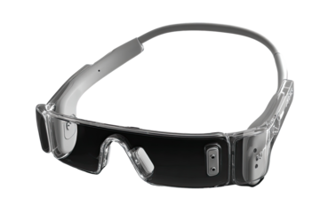 Modern, clear eyewear with a light gray headband