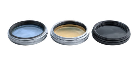 Three filter discs, different colors