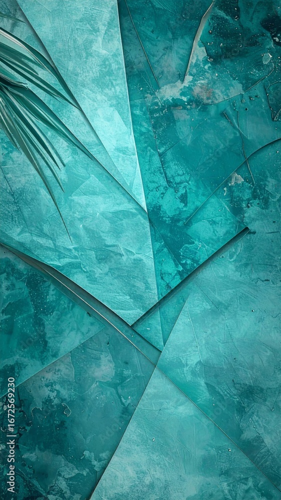 Poster geometrical abstract turquoise pattern background with triangle shapes and decorative elements