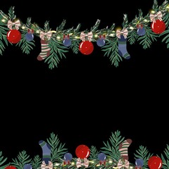 christmas frame with christmas balls