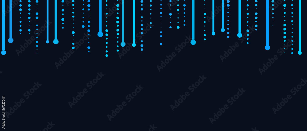 Aufkleber dynamic blue digital dots and lines on dark vector tech background.