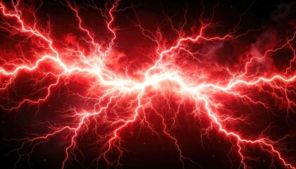 Fiery red electrical energy bursts across a dark background