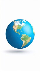 Fototapeta premium Pixelated Globe View Of North and South America on White Background Displaying Geographic Locations