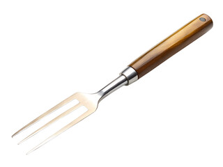 Fototapeta premium A metal fork with a wooden handle, isolated on transparent background