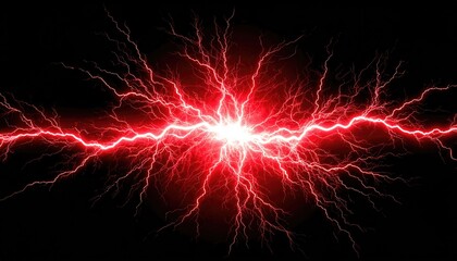 Red electrical energy bursts and sparks flash across a black background