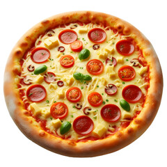 Cheesy Italian pizza isolate on White background