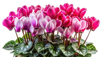 Obraz premium Beautiful closeup of a potted cyclamen plant with vibrant pink blooms