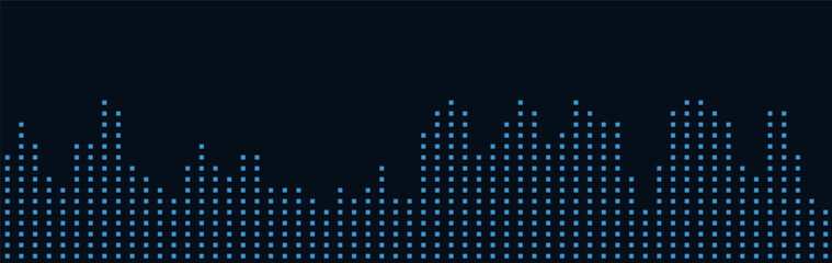 Blue digital skyline: vector tech futuristic background.