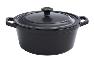 Dark gray, round, heavy-duty Dutch oven with lid