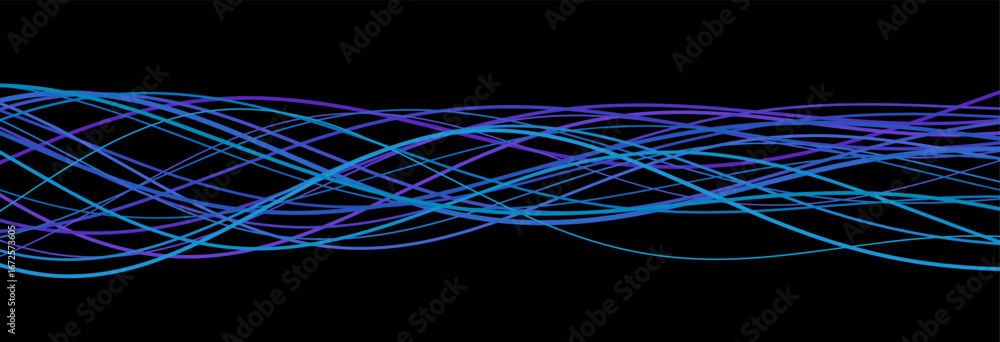 Poster dynamic vector tech background with flowing colorful lines.