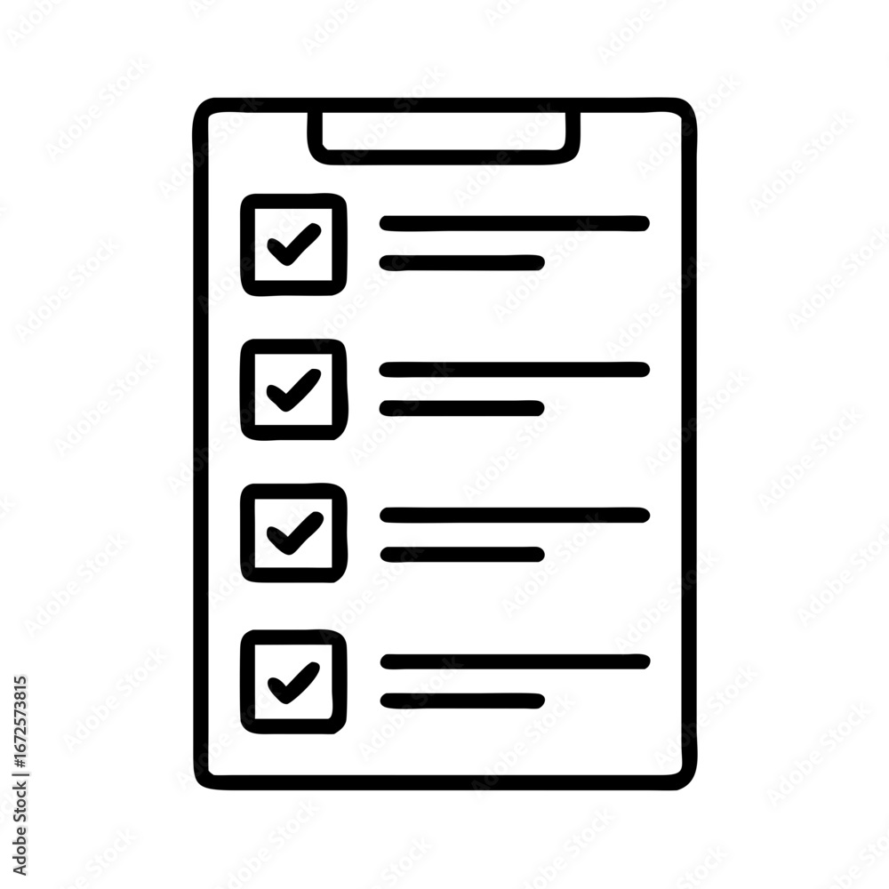 Aufkleber checklist vector icon task list with check marks and lines for business and personal use cases