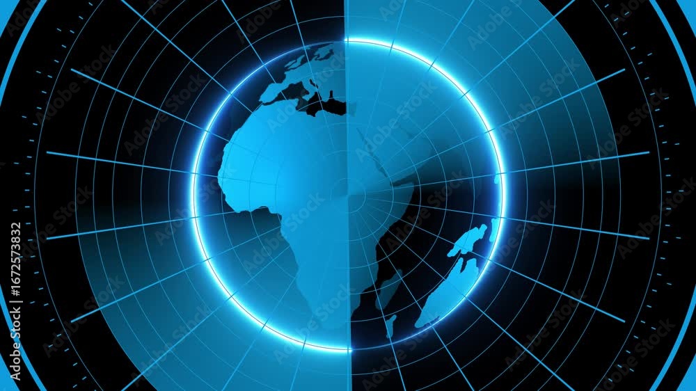 Poster green radar screen with scanning beam and circular grid - overlay animation for video compositing . 
