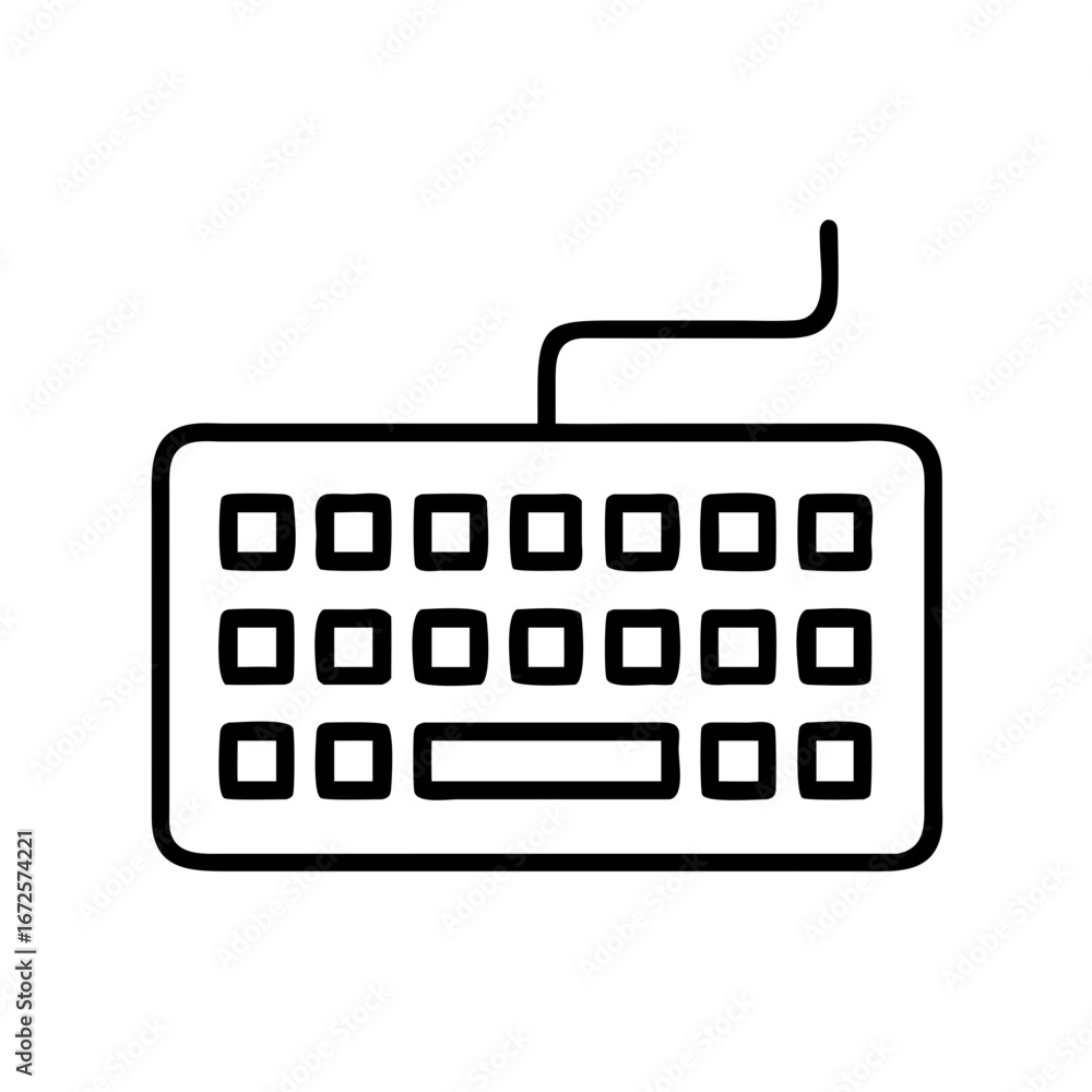 Poster keyboard vector illustration for computer input device and technology equipment outline icon design