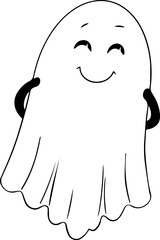 Shy ghost black and white rubber hose cartoon