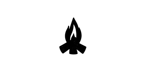 The Campfire Icon showcases black and white illustrations of a bonfire, perfect for creating logos, camping branding materials, or outdoor adventure designs