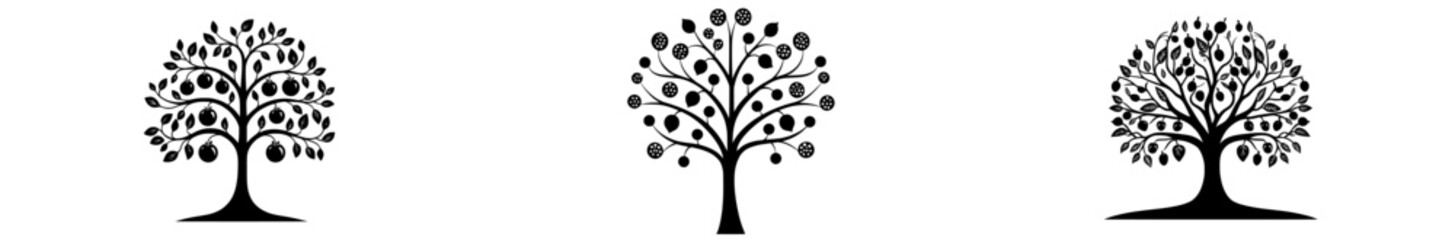 Obraz premium The 'Tree of Life' features two stylized tree illustrations, one rendered in black and the other in white, symbolizing growth, resilience, and a connection to nature