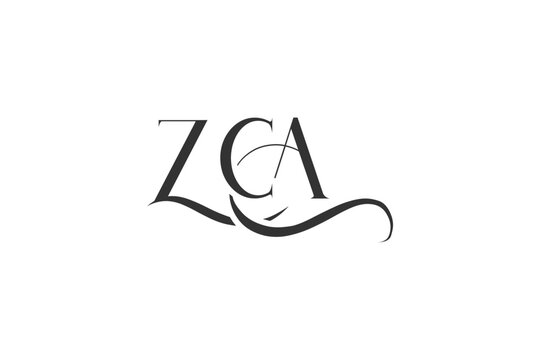 Initial ZCA creative letter logo design. Elegant Monogram Logo Design with Decorative Elements and Typography