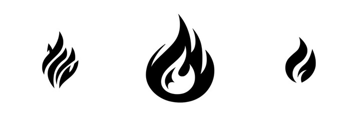 The Abstract Flame Icon is a stylized black flame symbol, ideal for symbolizing heat, passion, energy, and power, and is characterized by a circular shape with a stylized flame pattern