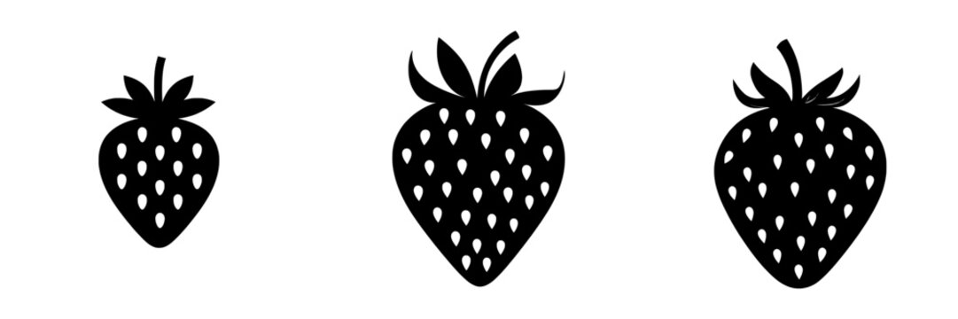 The Sweet Summer Icon features a striking black outline of a strawberry, ideal for use in branding, website design, or app development, with its simplicity and attention to detail conveying a sense