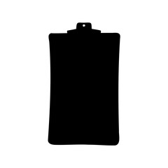 Black silhouette of a clipboard isolated on white background for document management