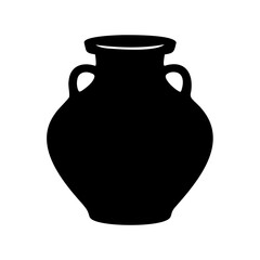 Elegant Black Silhouette of an Ancient Greek Amphora with Two Handles