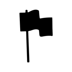 Simple black flag illustration standing tall on a white background design