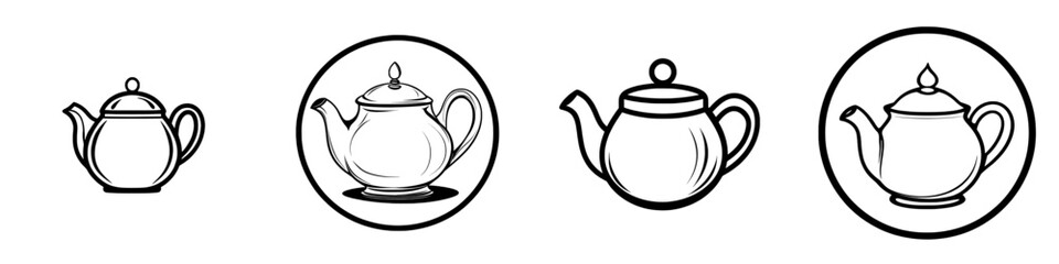 Obraz premium The Classic Teapot Silhouette features a timeless and elegant teapot shape, beautifully rendered in a minimalist black and white illustration, which is simple yet striking