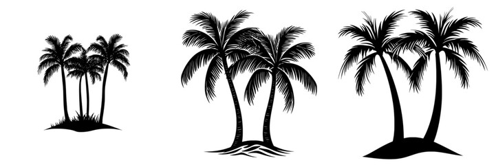Fototapeta premium A simple yet striking black and white palm tree icon, the Palm Tree Icon is perfect for representing tropical themes, summer vacations, or paradise