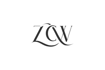 Initial ZCW creative letter logo design. Elegant Monogram Logo Design with Decorative Elements and Typography
