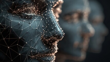 Abstract faces, connected by lines