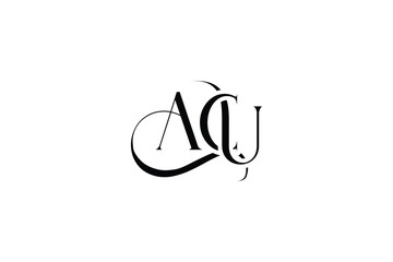 Initial ACU creative letter logo design. Elegant Monogram Logo Design with Decorative Elements and Typography
