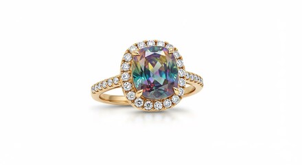 Radiant gemstone ring sparkles brilliantly under soft studio lighting. AI Generated