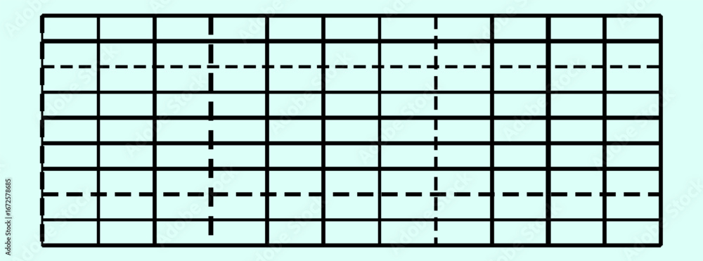 Aufkleber grid design with dotted and solid lines on light blue background for tech applications.