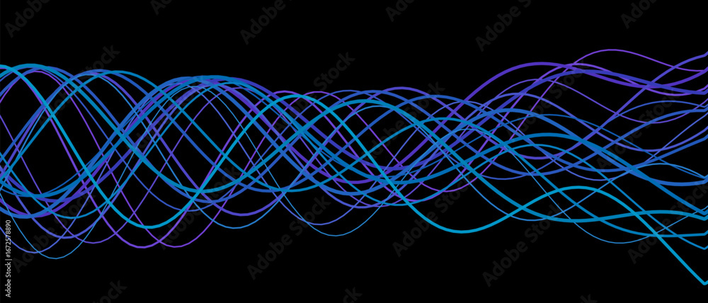 Aufkleber abstract vector tech background with colorful dynamic wave lines.