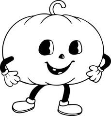 Black and White Business Pumpkin Rubber Hose Style