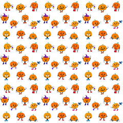 Colorful Pumpkin Pattern Rubber Hose Style