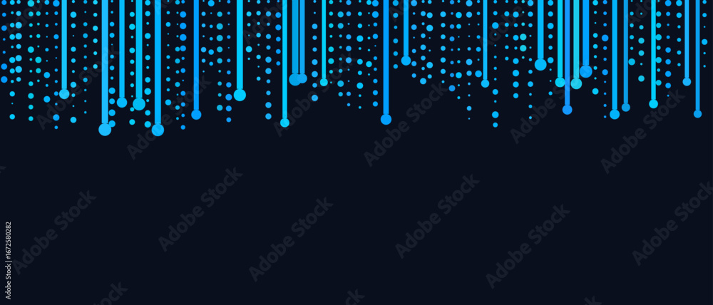 Poster futuristic digital vector technology background with dynamic blue lines and dots.