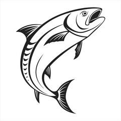 Deep Black and White Koi Fish Vector Illustration