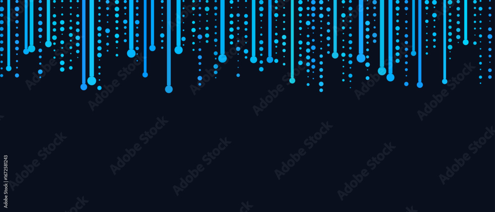Poster futuristic digital vector technology background with abstract blue dot patterns.
