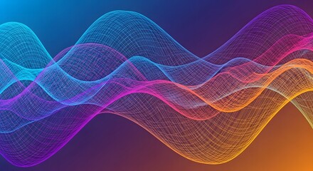 Vibrant Abstract Wavy Lines Digital Background with Gradient Colors.