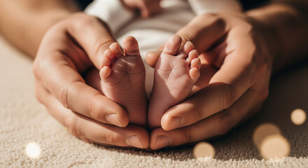 Father Holding Newborn's Feet