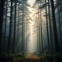 Fototapeta premium Golden Hour Forest Path.jpg